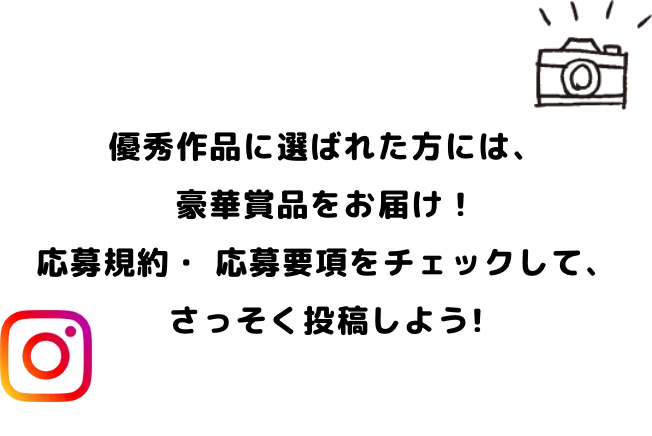 優秀作品に選ばれた方には、豪華賞品をお届け！応募規約・ 応募要項をチェックして、さっそく投稿しよう!