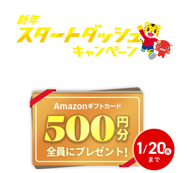 新年 スタートダッシュ キャンペーン 入会後のアンケート回答で Amazonギフトカード 500円分 全員にプレゼント!