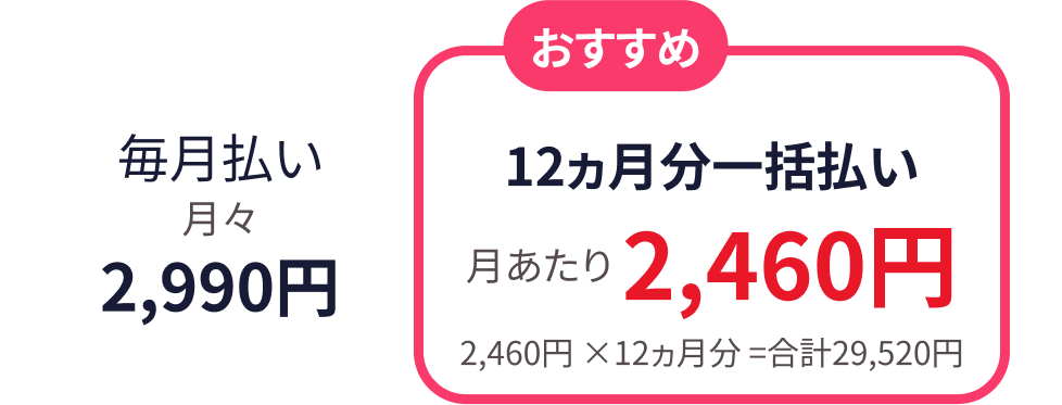 おすすめ12ヶ月分一括払い2460円