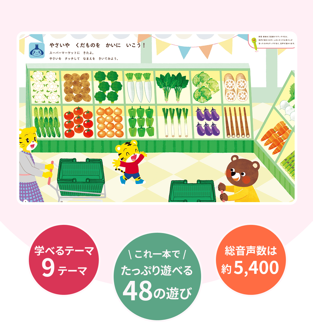 学べるテーマ 9テーマ  これ一本で /たっぷり遊べる48の遊び 総音声数は約5,400