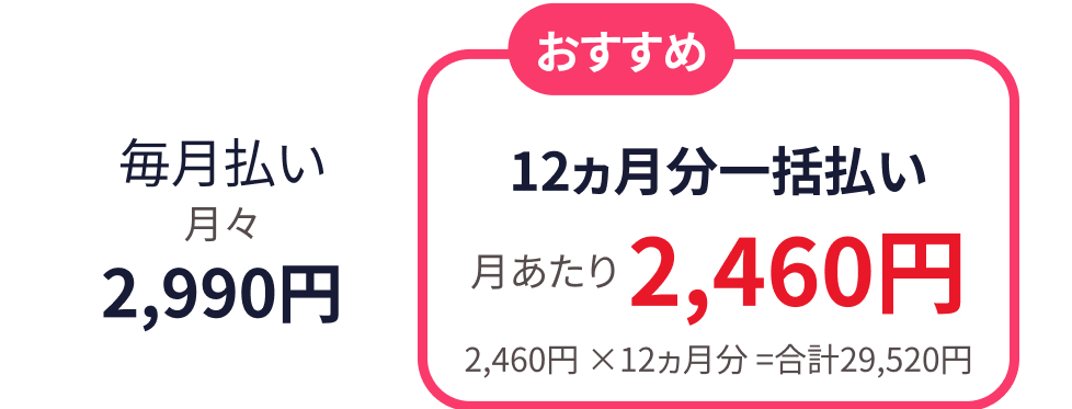 おすすめ12ヶ月分一括払い2460円