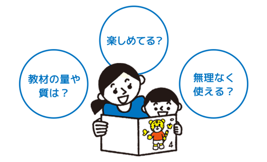 イラスト:教材の量や質は?楽しめてる?無理なく使える?