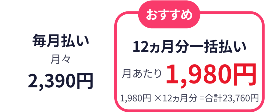 おすすめ12ヶ月分一括払い2460円