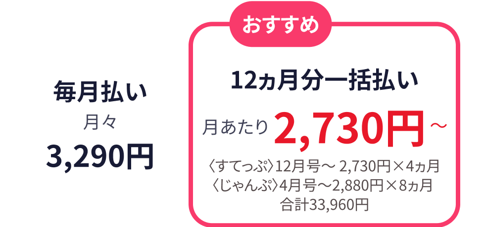 おすすめ12ヶ月分一括払い2460円